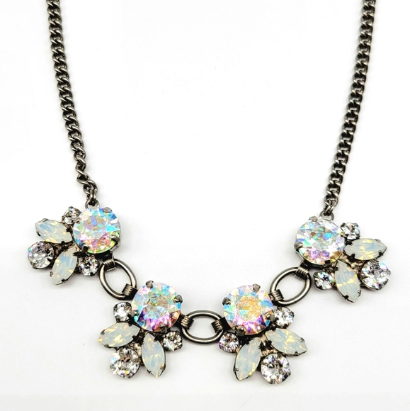 SOLDRetired Sorrelli Aurora Borealis Swarovski Crystal Statement Necklace Silver - Picture 8 of 11